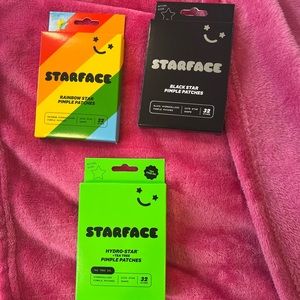 Starface pimple patch trio, hydro star tee tree, rainbow star, black star